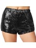 tectake Shorts mit glänzenden Pailletten, schwarz