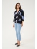 Kaffe Langarm-Bluse KAedita Regular fit in Black / Blue Flower Print