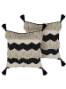 Beliani 2er-Set Dekokissen HYDRANGEA in Schwarz/Beige