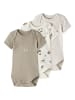 name it 3er Pack Kurzarmbodys NBNBODY 3P S/S ANIMAL in jet stream