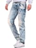 Cipo & Baxx Herren Regular Fit Hose Stonewashed in Light Blue
