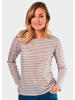 GOLDNER Kurzgröße:  Jerseyshirt im Streifen-Look in taupe / cremeweiß / geringelt