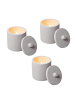 MARELIDA LED Kerzen im Topf mit Deckel Betonoptik H: 10cm in weiß