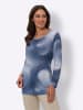 Sieh an! Longshirt in taubenblau-jeansblau-bedruckt