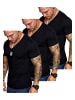 Amaci&Sons Herren 3er-Pack T-Shirts 3. EUGENE in (3x Schwarz)