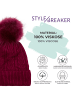 styleBREAKER Feinstrick Bommelmütze in Bordeaux-Rot