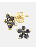 Vanlere Ohrstecker aus 375 Gelbgold mit Saphir Blumen-Design