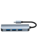 TechProtect 4in1 Multifunktionsadapter HUB V1 USB-C – 3x USB-A 2.0 / USB-A in Grau