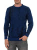 Rusty Neal 2 Farbiger Feinstrick Rundhals-Pullover in Sax