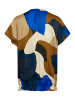 CULTURE Kurzarm-Bluse CUdana Relaxed fit in Blue/Brown Art
