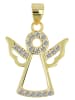 Adeliás Damen Anhänger Engel aus 925 Silber mit Zirkonia in gold