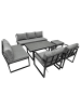 home24 Loungeset Minto 6-teilig in Schwarz / Grau