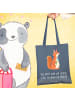 Mr. & Mrs. Panda Einkaufsbeutel Eichhörnchen Blume mit Spruch in Indigo Blue