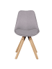 KADIMA DESIGN 2er Set Retro Esszimmerstuhl LIMA Hellgrau Polsterstuhl Stoff-Bezug in Grau