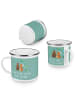 Mr. & Mrs. Panda Camping Emaille Tasse Polterabend Spaß mit Spruch in Meeresbrise