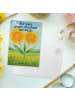 Mr. & Mrs. Panda Postkarte Blume Sonnenblume Design mit Spruch in Weiß