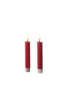 Adilina 2x LED Stabkerzen LINA Rustik-Optik Echtwachs H: 16cm in rot