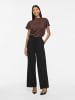 Vila VIELMINA Funnel Neck Kurzarmbluse in Coffee Bean