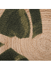 Beliani Geflochtener Teppich INCIK in Beige/Grün - (W) 140 x (H) 0.6 x (L) 140 cm