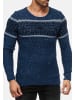 RESLAD Strickpullover Norwegermuster in blau