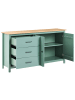 Beliani Sideboard LEONORA in Grün/Braun - (W) 150 x (H) 80 x (L) 40 cm