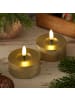 MARELIDA 2x LED Maxi Teelichter Lina Rustik Optik Echtwachs D: 7cm in gold
