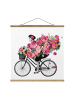 WALLART Stoffbild - Laura Graves - Frau auf Fahrrad in Rosa