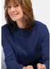 GOLDNER Kurzgröße:  Stehkragenpullover im Zopfstrick in dunkelblau