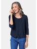 GOLDNER Kurzgröße:  Chiffon-Shirt mit 3/4-Arm, Rundhals in marine