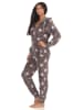 NORMANN Schlafanzug Eteiler Jumpsuit Overall Sterne - 51299 in grau