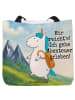 Mr. & Mrs. Panda Strandtasche Einhorn Bergsteiger Design mit Spruch in Weiß