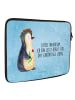 Mr. & Mrs. Panda Notebook Tasche Pinguin Blumen mit Spruch in Eisblau