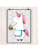 Mr. & Mrs. Panda Wandbild Einhorn Muffin ohne Spruch in Grau Pastell