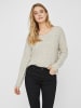 Vero Moda Strickpullover V-Ausschnitt Langarm Sweater in Beige