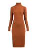 DreiMaster Klassik Damen Strick Langarmkleid Midi in Rostbraun