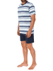 NORMANN Kurzarm Schlafanzug Shorty Pyjama Streifen - 78348 in marine