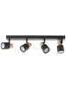 Brilliant Pini LED-Spotbalken, 4-flammig, Schwarz/Holz hell, dimmbar, schwenkbar