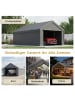 ABRIHOME Carport in Grau 4x7,6 m verzinkter Stahl UV beständig mit Rollup Fenstern