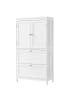 VASAGLE Badschrank in Weiß - (B)60 x (H)110 x (T)30 cm