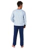 NORMANN Schlafanzug langarm Bündchen und Knopfleiste am Hals - 78099 in marine