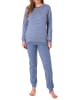 NORMANN interlock Pyjama Schlafanzug Bündchen Streifen - 69515 in blau