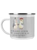 Mr. & Mrs. Panda Campingbecher Hochzeitsfeier Freude mit Spruch in Heather Grey