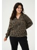 KAFFE curve Langarm-Bluse KCdiana Regular fit in Brown/Black Flower Print