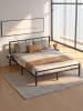 VASAGLE Bettgestell Conner in Mattschwarz - (B)140.5 x (H)87 x (T)206.5 cm