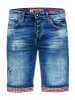 Rusty Neal Blue Used Jeans Shorts mit Karomuster "SATTO" in Blau