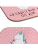 Mr. & Mrs. Panda Glasuntersetzer Einhorn Fitness mit Spruch in Rot Pastell