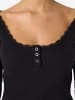 Noisy may Langarmshirt Tiefer Rundhals Spitzendetails in Schwarz