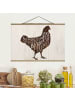 WALLART Stoffbild mit Posterleisten - Bauernhof BBQ - Huhn in Braun