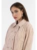 faina Damen Kurze Carbanjacke in Pink Wollweisser Streifen