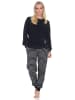 NORMANN Frottee Schlafanzug langarm Bündchen Maritime Optik - 87226 in navy